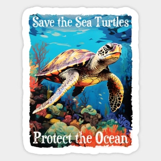 Save the Sea Turtles Protect the Ocean Endangered Turtles Sticker